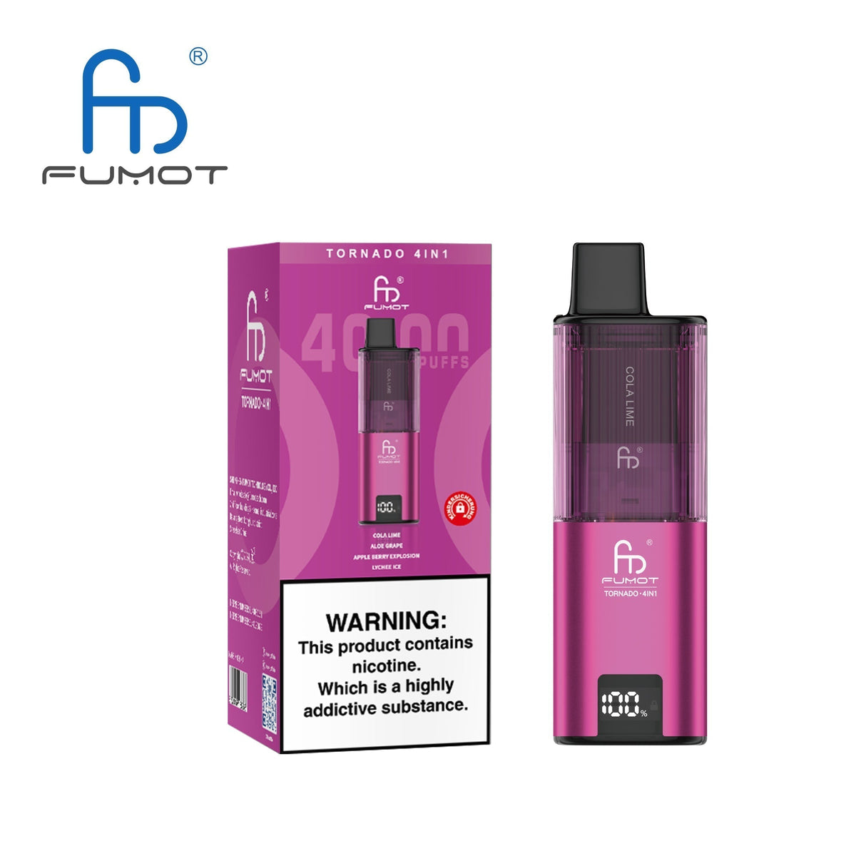 Fumot Tornado 4000 Disposable 4 in 1 Vape Box of 5 - Best Vape Wholesale