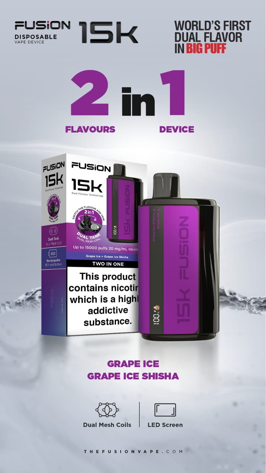 Fusion 15k Puffs 2 in 1 Disposable Vape Pod Kit Box of 5 - Best Vape Wholesale