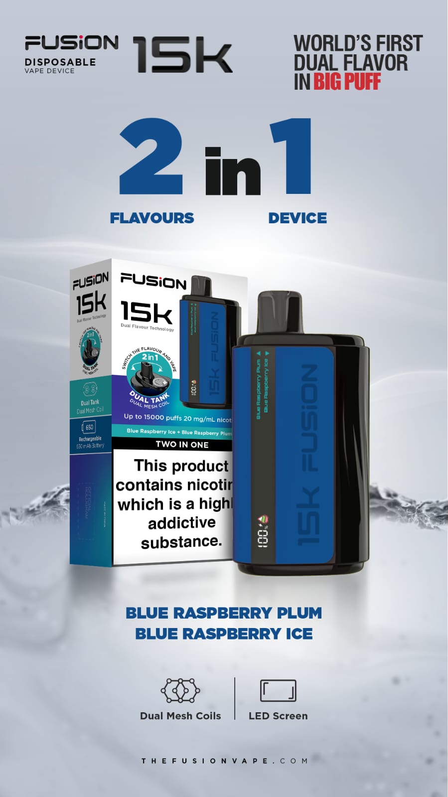 Fusion 15k Puffs 2 in 1 Disposable Vape Pod Kit Box of 5 - Best Vape Wholesale