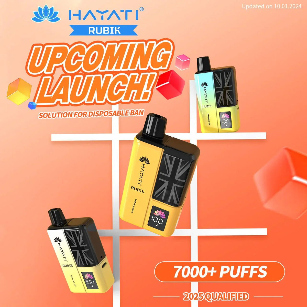 Hayati Rubik 7000 Puffs Disposable Vape Kit Pack of 5 - Best Vape Wholesale