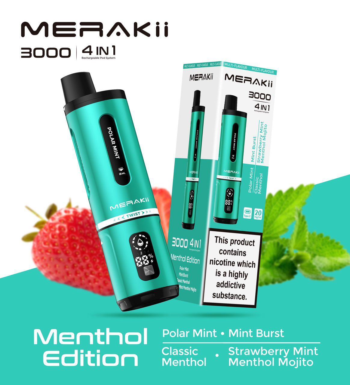 Merakii 3000 Puffs Disposable Vape Pack of 5 - Best Vape Wholesale