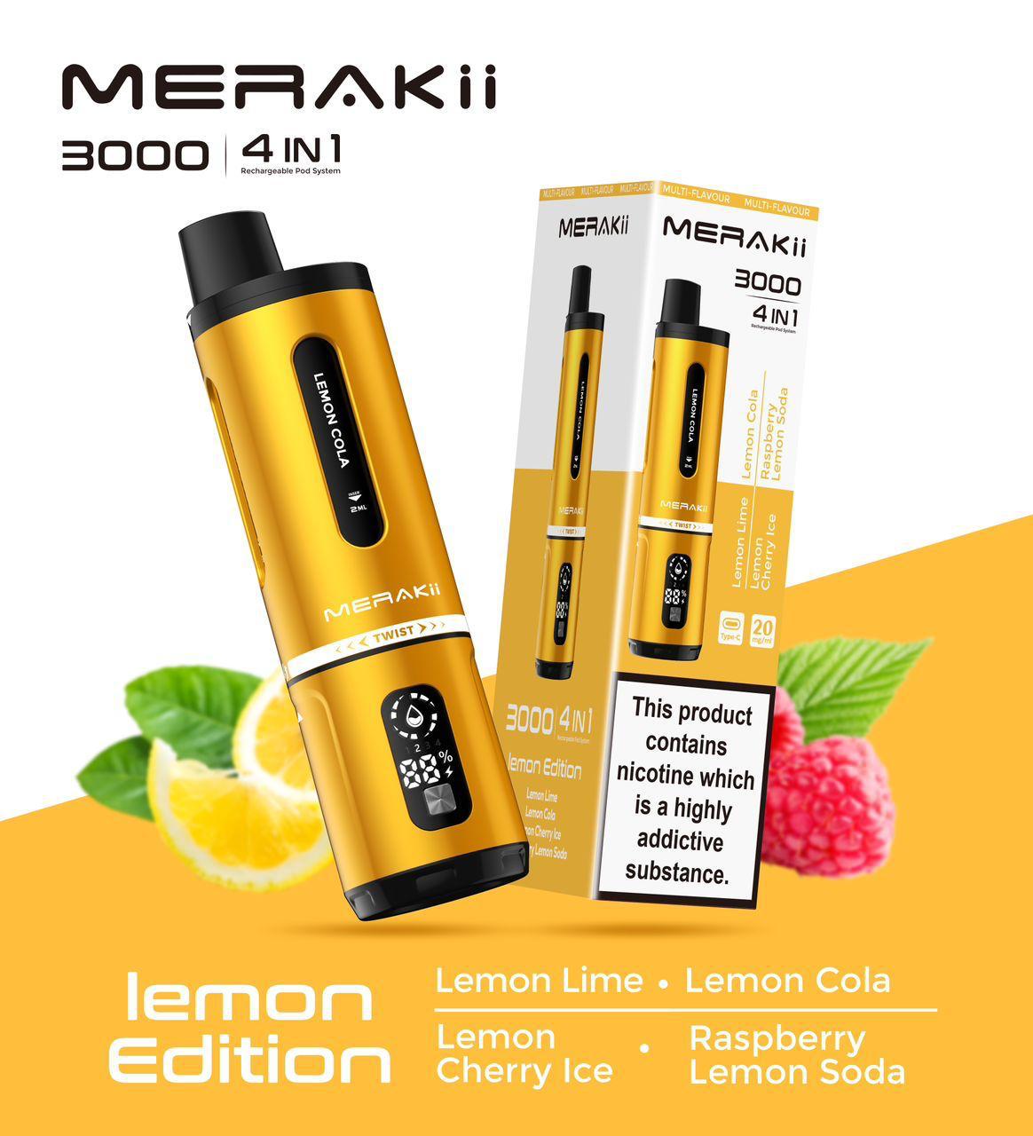 Merakii 3000 Puffs Disposable Vape Pack of 5 - Best Vape Wholesale