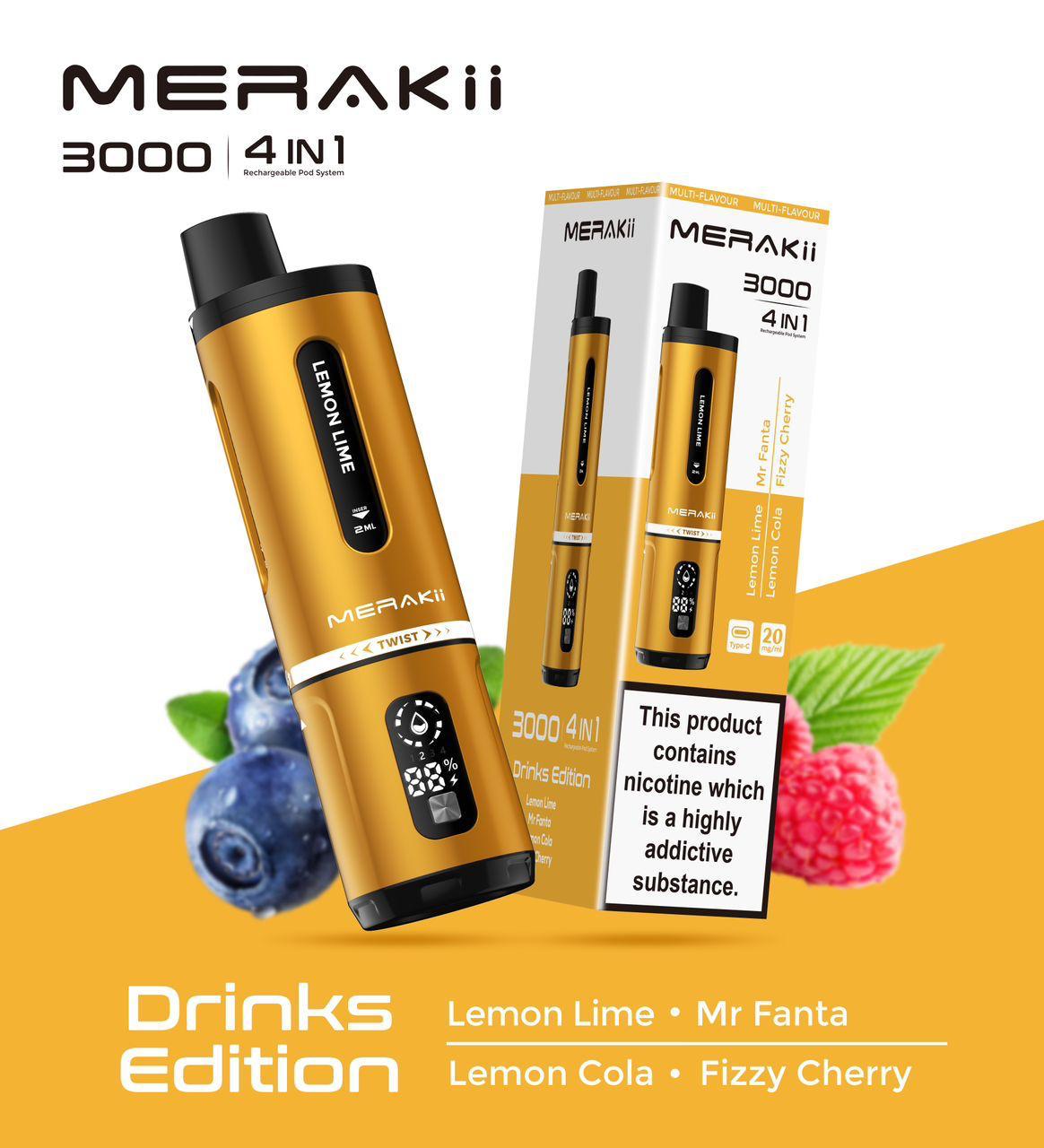 Merakii 3000 Puffs Disposable Vape Pack of 5 - Best Vape Wholesale