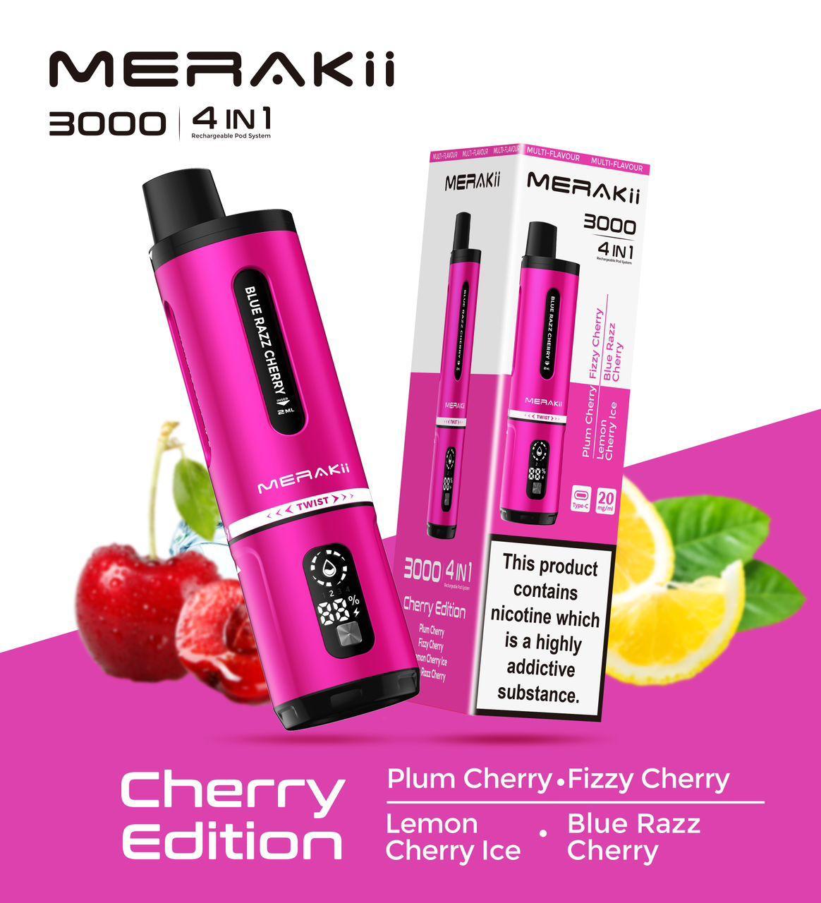 Merakii 3000 Puffs Disposable Vape Pack of 5 - Best Vape Wholesale