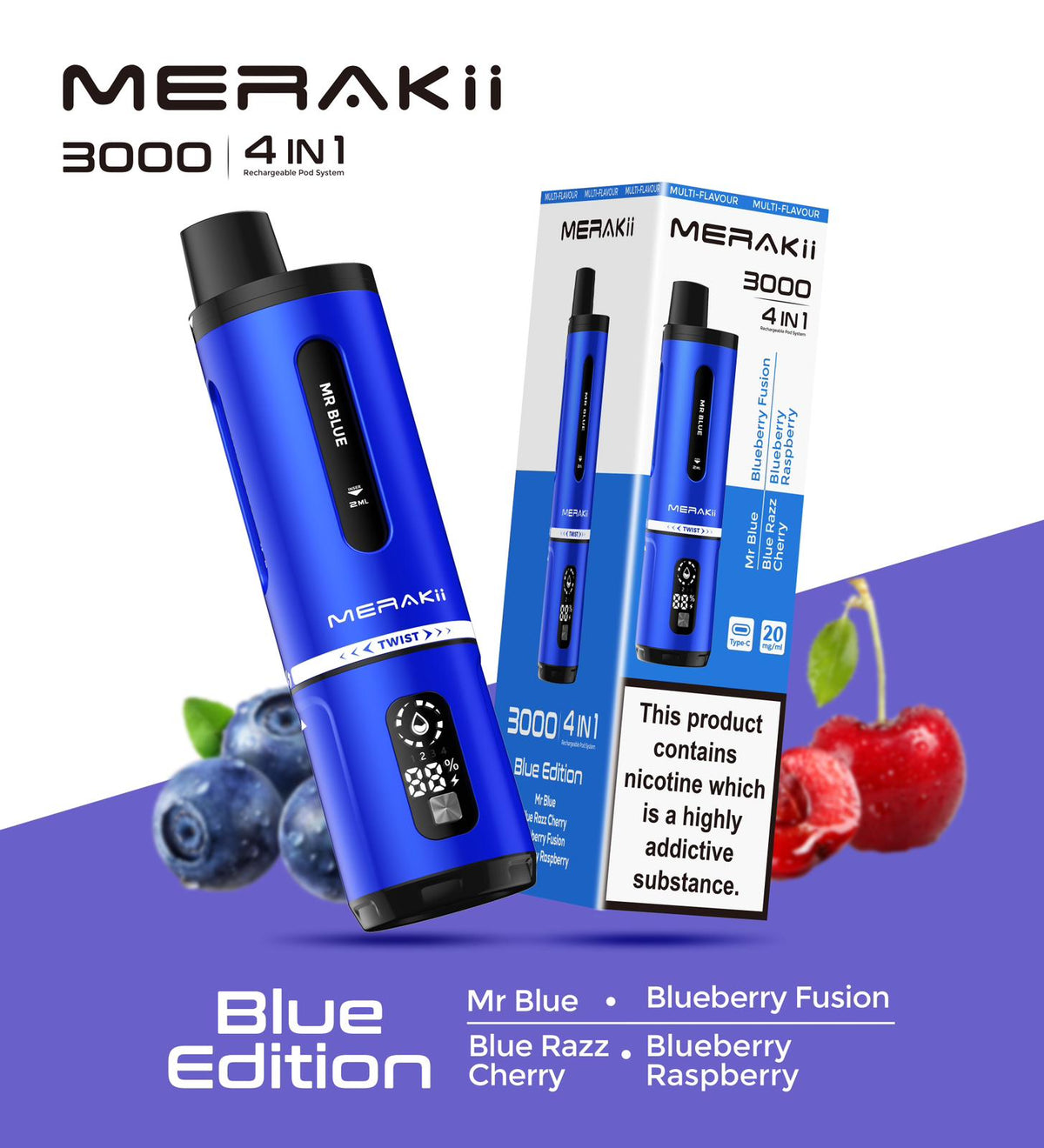 Merakii 3000 Puffs Disposable Vape Pack of 5 - Best Vape Wholesale