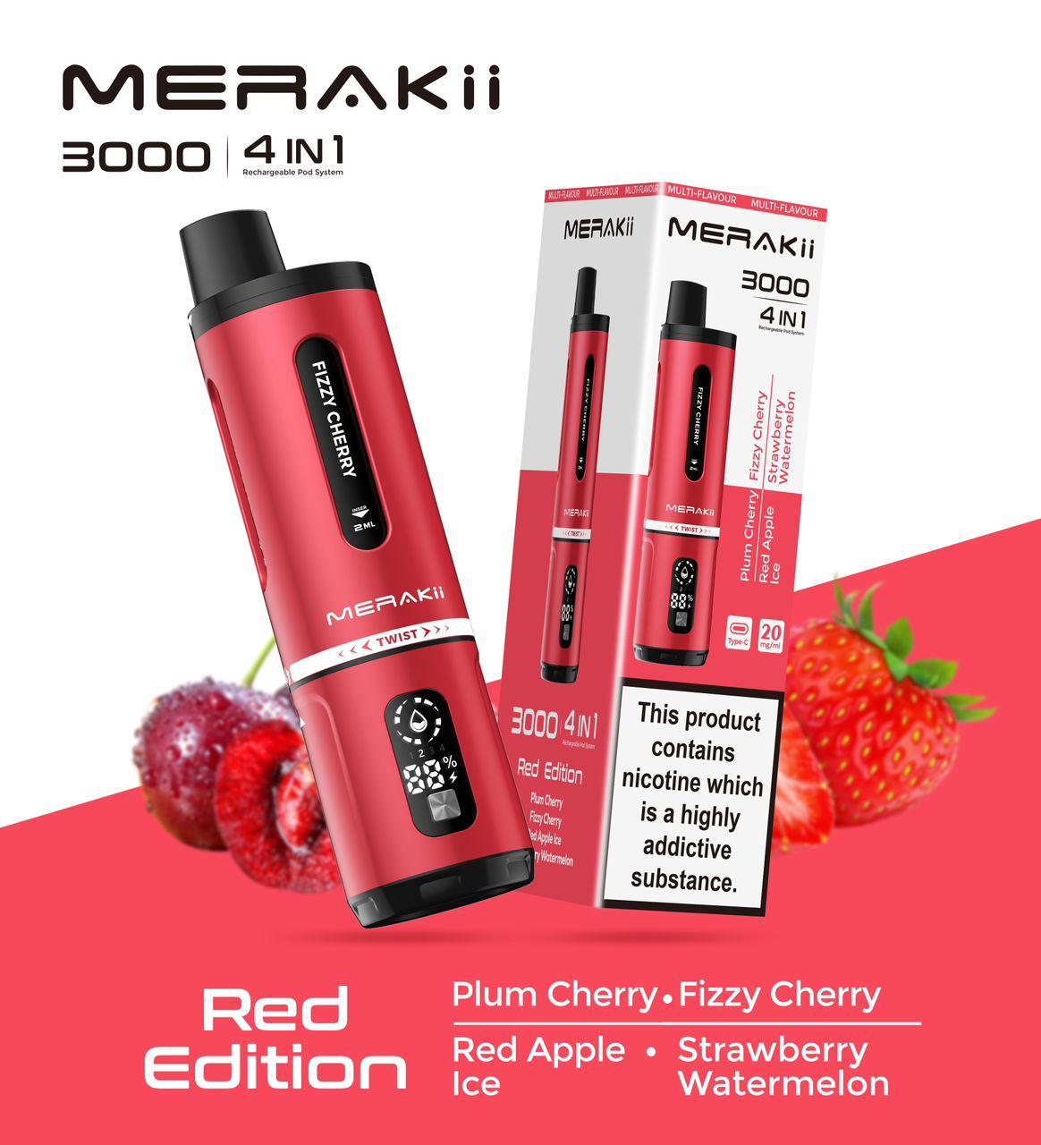 Merakii 3000 Puffs Disposable Vape Pack of 5 - Best Vape Wholesale