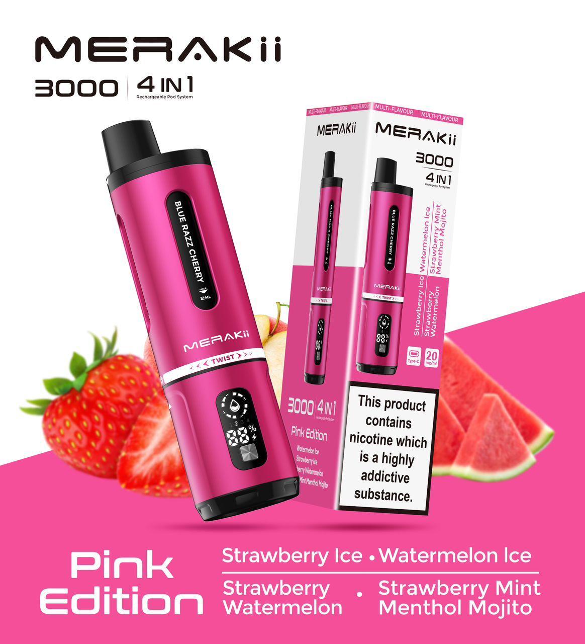 Merakii 3000 Puffs Disposable Vape Pack of 5 - Best Vape Wholesale