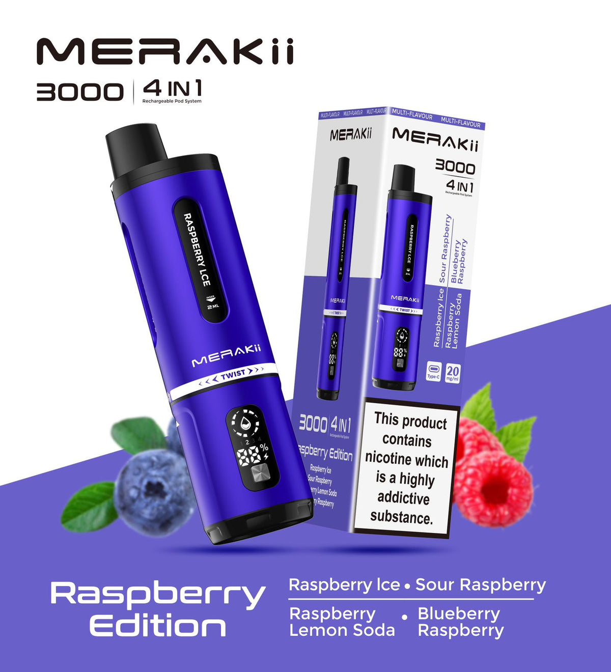 Merakii 3000 Puffs Disposable Vape Pack of 5 - Best Vape Wholesale