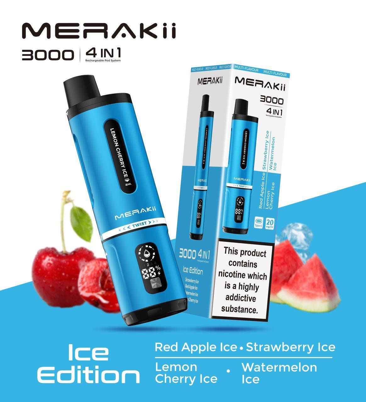 Merakii 3000 Puffs Disposable Vape Pack of 5 - Best Vape Wholesale