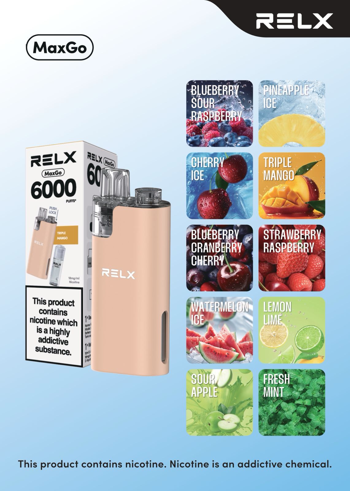 Relx Max Go 6000 Disposable Vape Box of 5 - Best Vape Wholesale