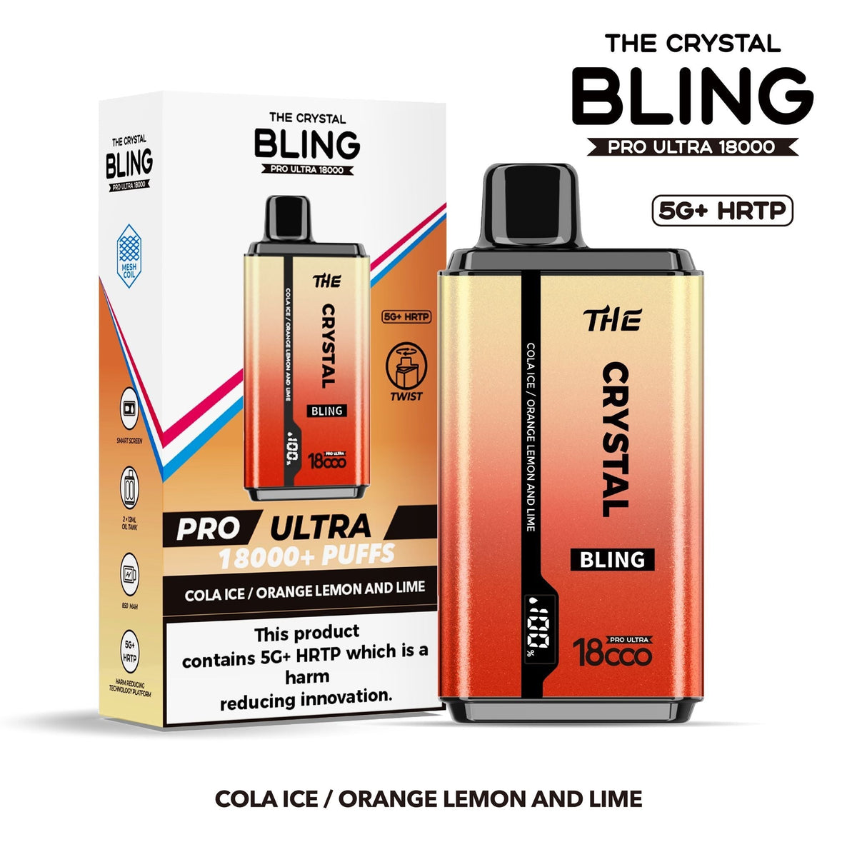 The Crystal Bling Pro Ultra 18000 Disposable Vape Box of 5 - Best Vape Wholesale