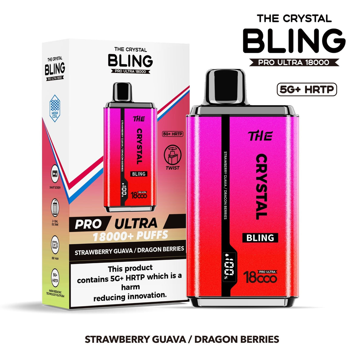 The Crystal Bling Pro Ultra 18000 Disposable Vape Box of 5 - Best Vape Wholesale