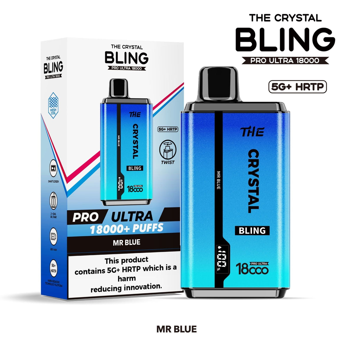 The Crystal Bling Pro Ultra 18000 Disposable Vape Box of 5 - Best Vape Wholesale