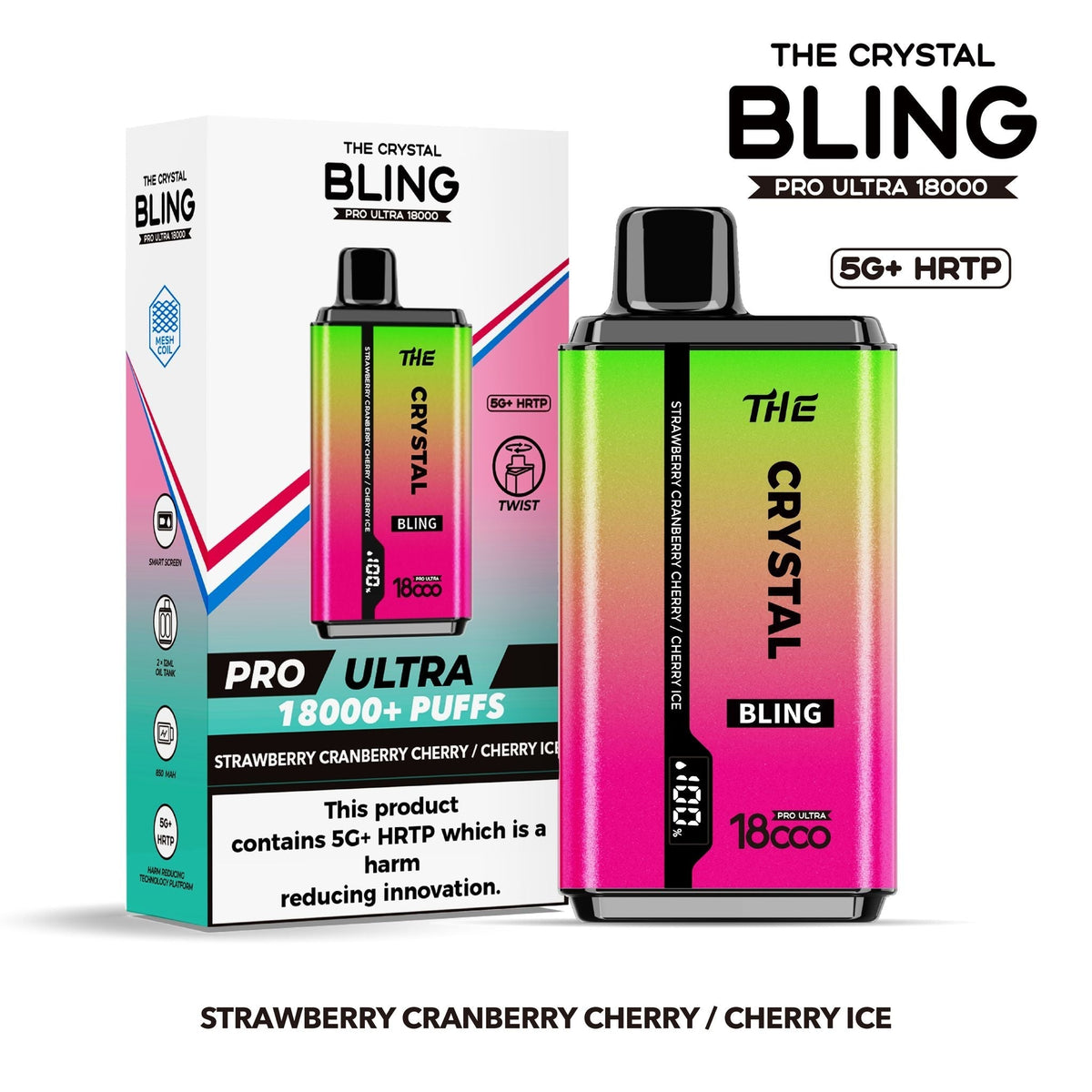 The Crystal Bling Pro Ultra 18000 Disposable Vape Box of 5 - Best Vape Wholesale