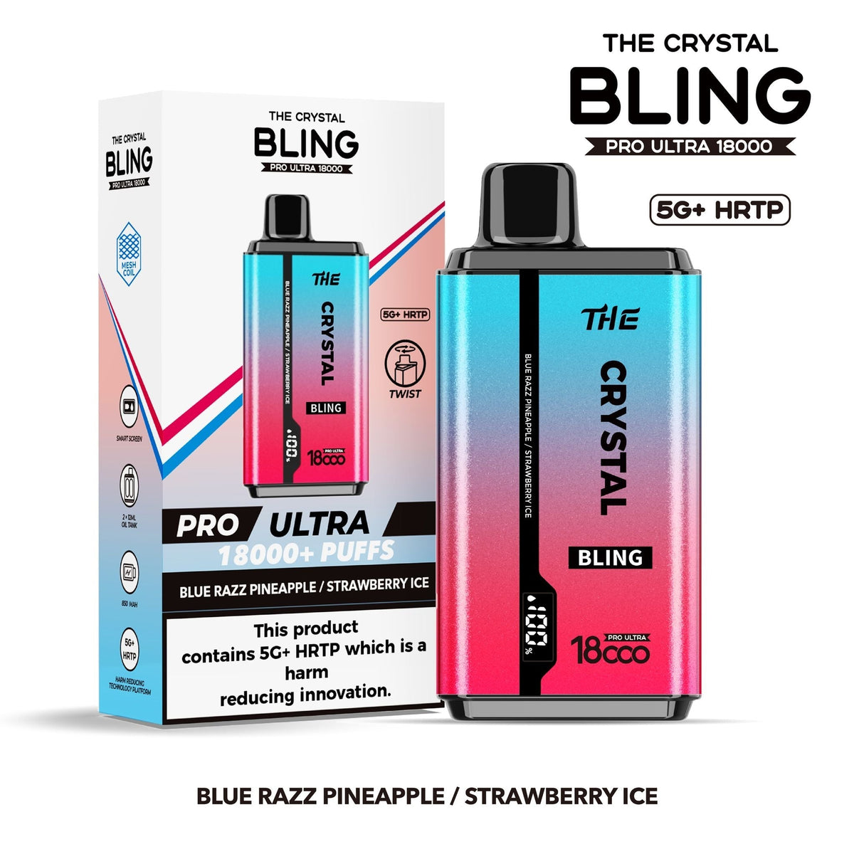 The Crystal Bling Pro Ultra 18000 Disposable Vape Box of 5 - Best Vape Wholesale