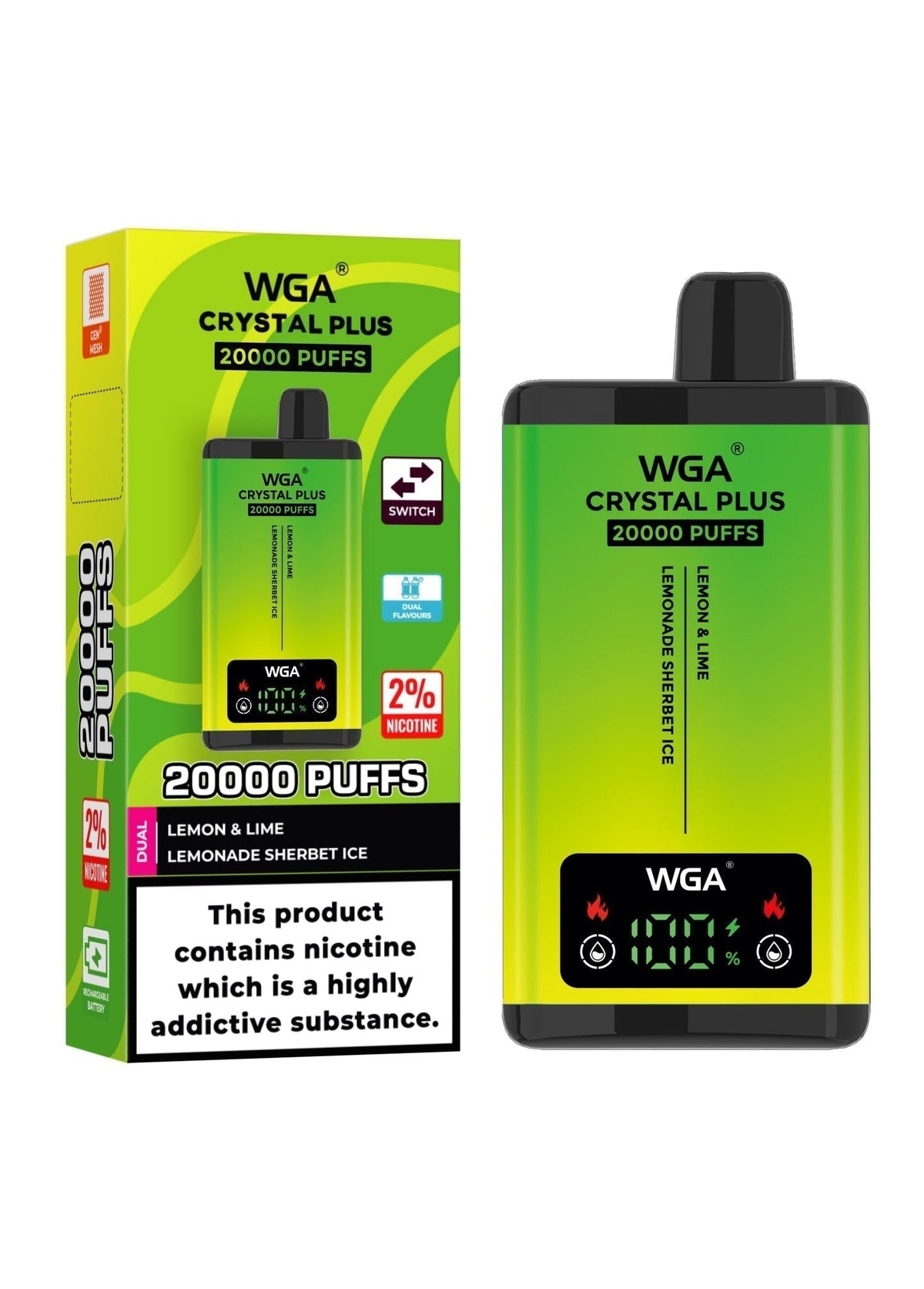 WGA Crystal Plus 20000 Puffs Disposable Vape Box of 10 - Best Vape Wholesale