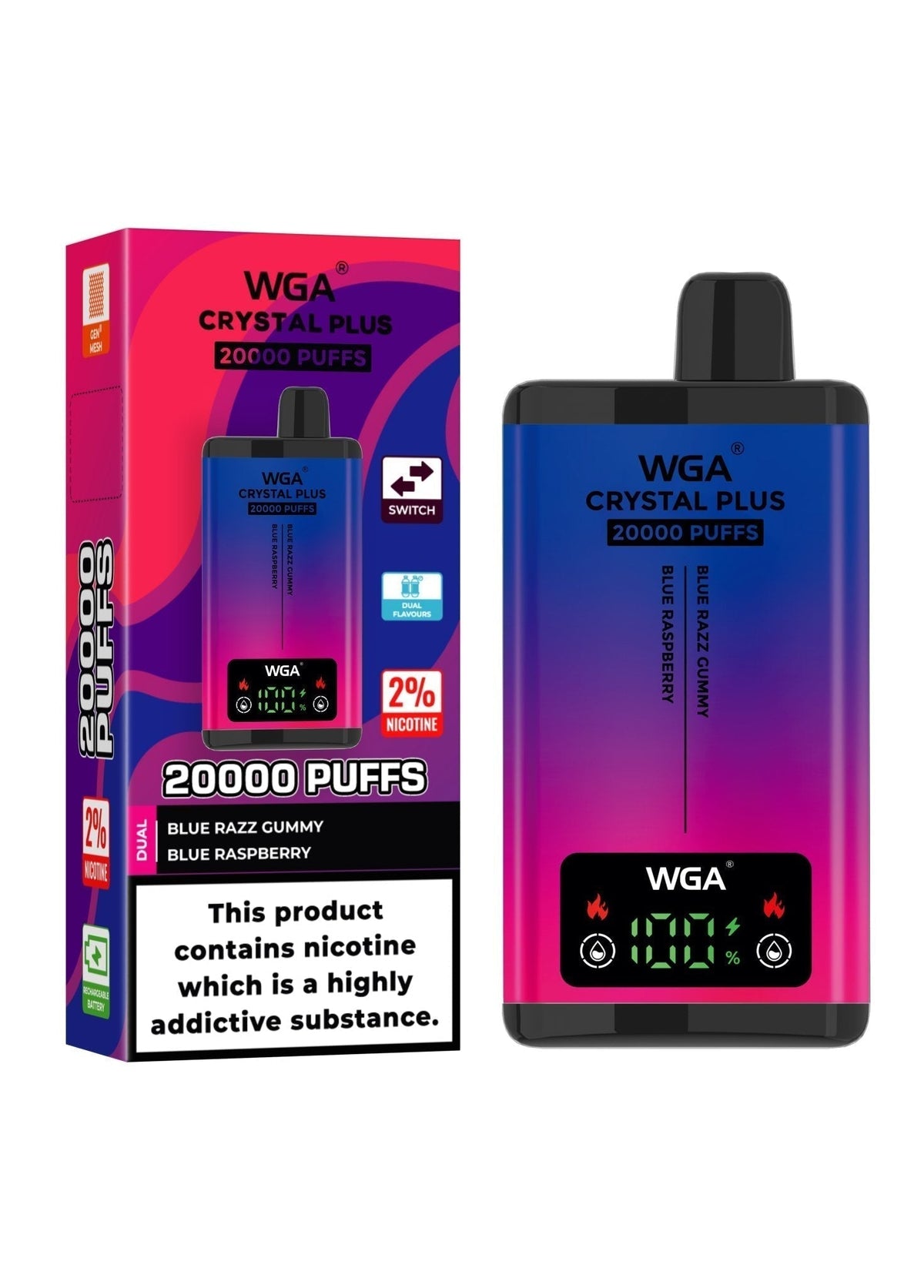 WGA Crystal Plus 20000 Puffs Disposable Vape Box of 10 - Best Vape Wholesale