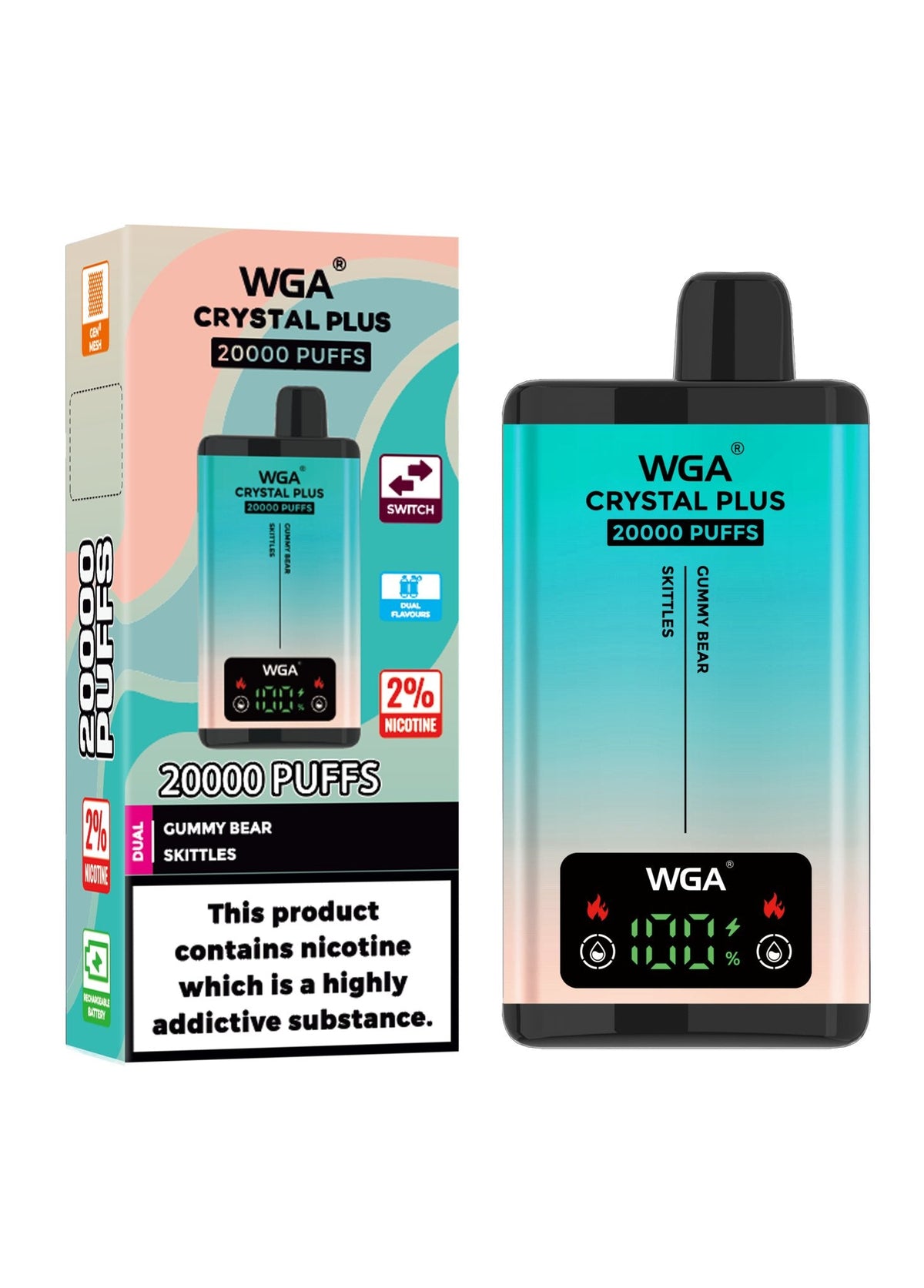 WGA Crystal Plus 20000 Puffs Disposable Vape Box of 10 - Best Vape Wholesale