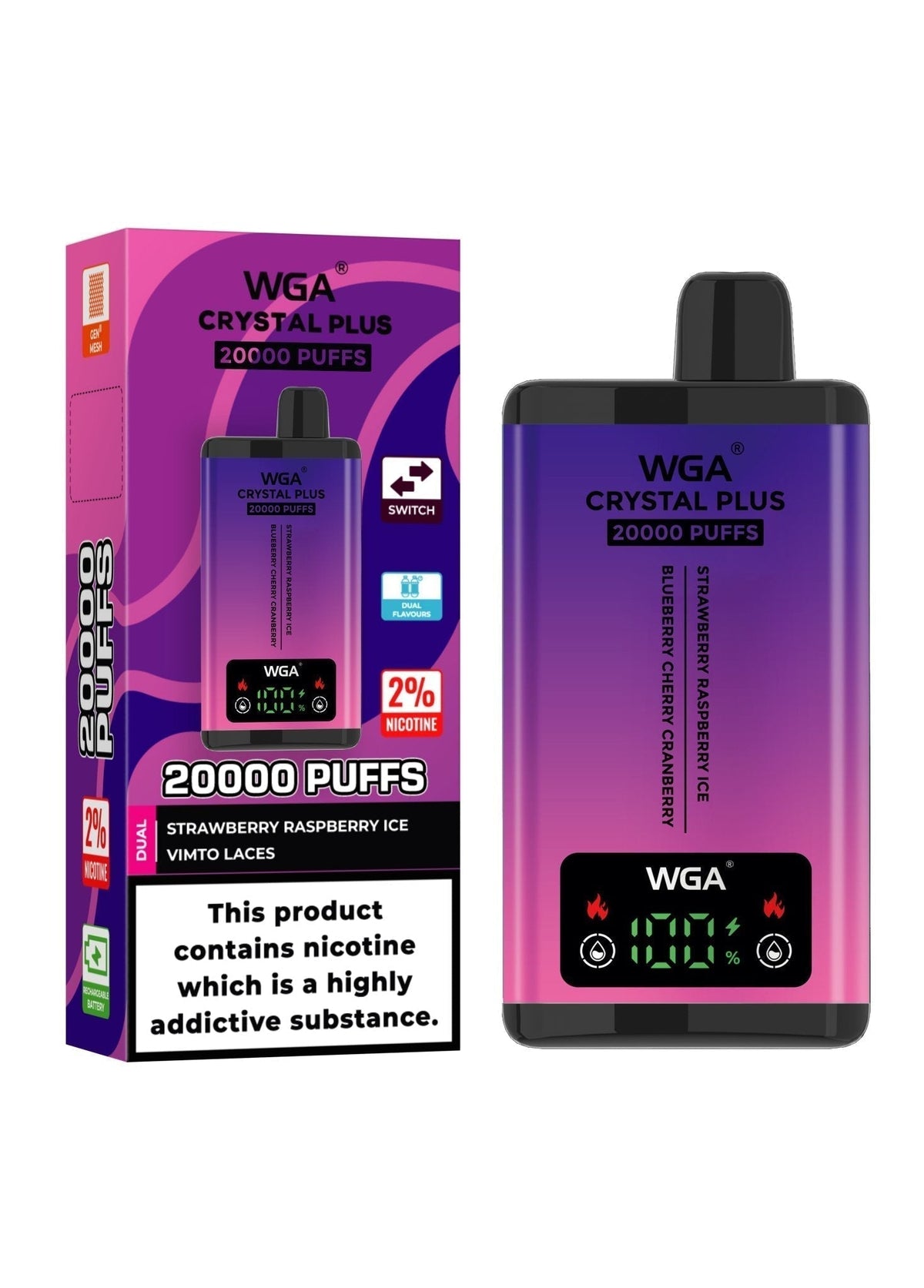 WGA Crystal Plus 20000 Puffs Disposable Vape Box of 10 - Best Vape Wholesale