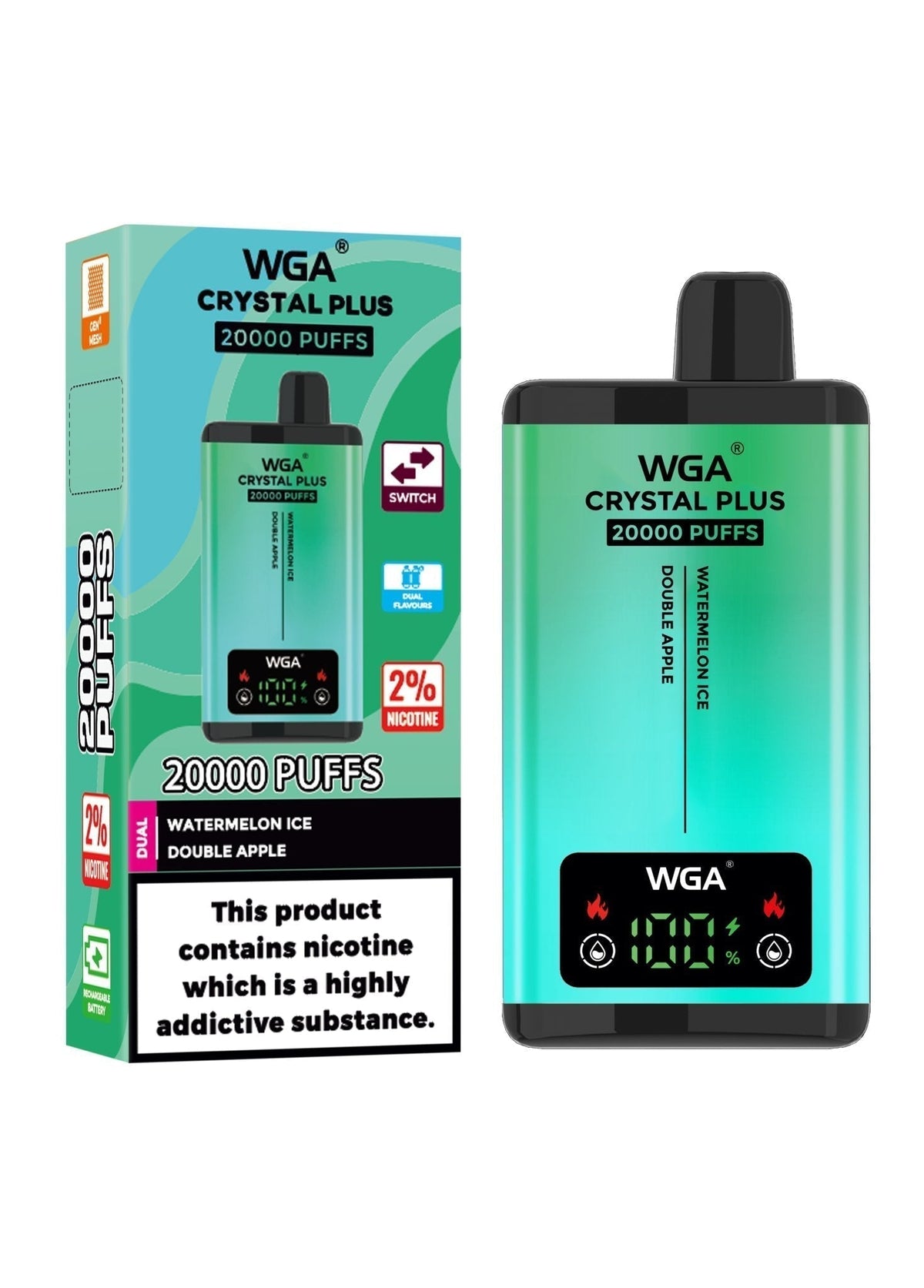 WGA Crystal Plus 20000 Puffs Disposable Vape Box of 10 - Best Vape Wholesale