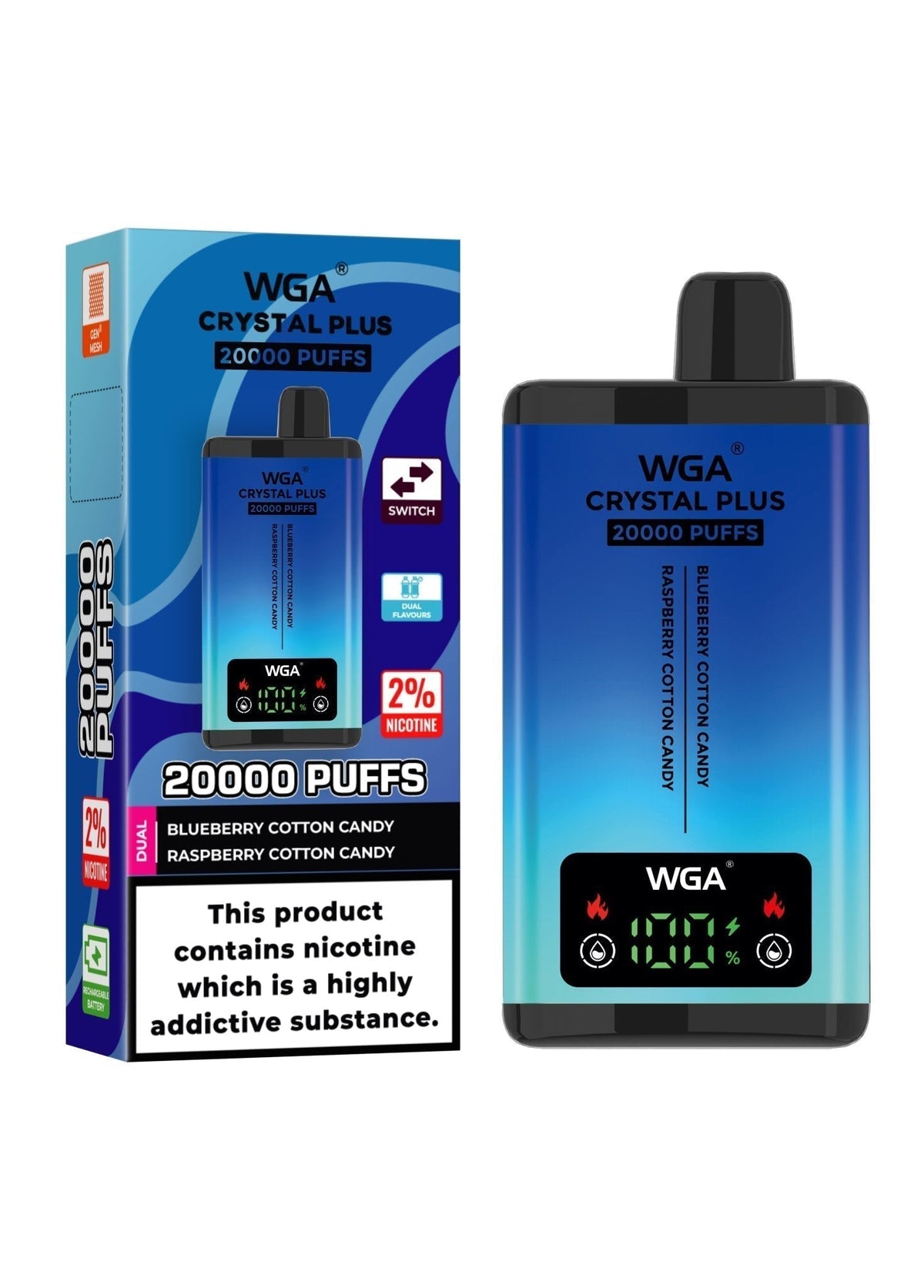 WGA Crystal Plus 20000 Puffs Disposable Vape Box of 10 - Best Vape Wholesale