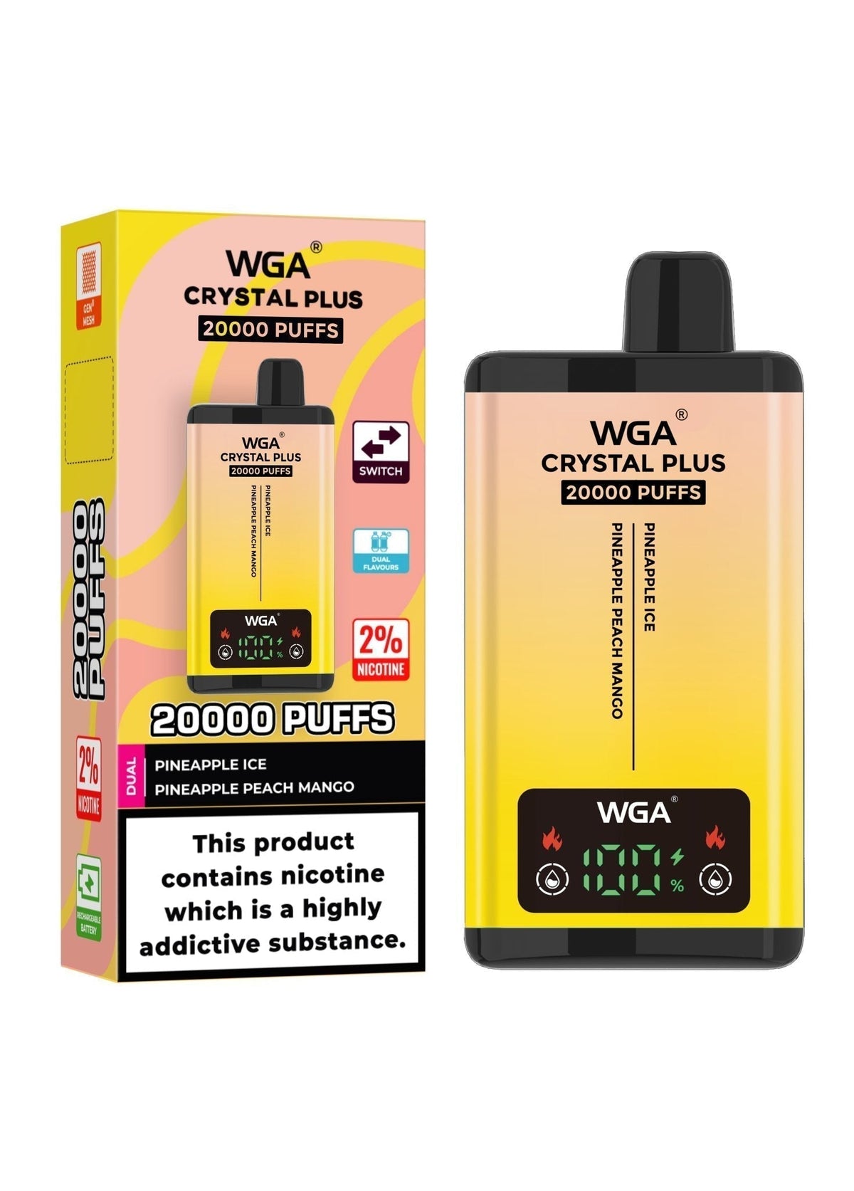 WGA Crystal Plus 20000 Puffs Disposable Vape Box of 10 - Best Vape Wholesale