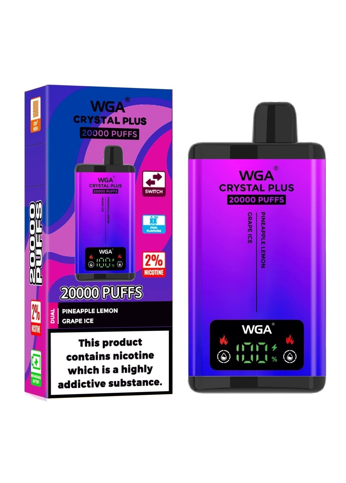 WGA Crystal Plus 20000 Puffs Disposable Vape Box of 10 - Best Vape Wholesale