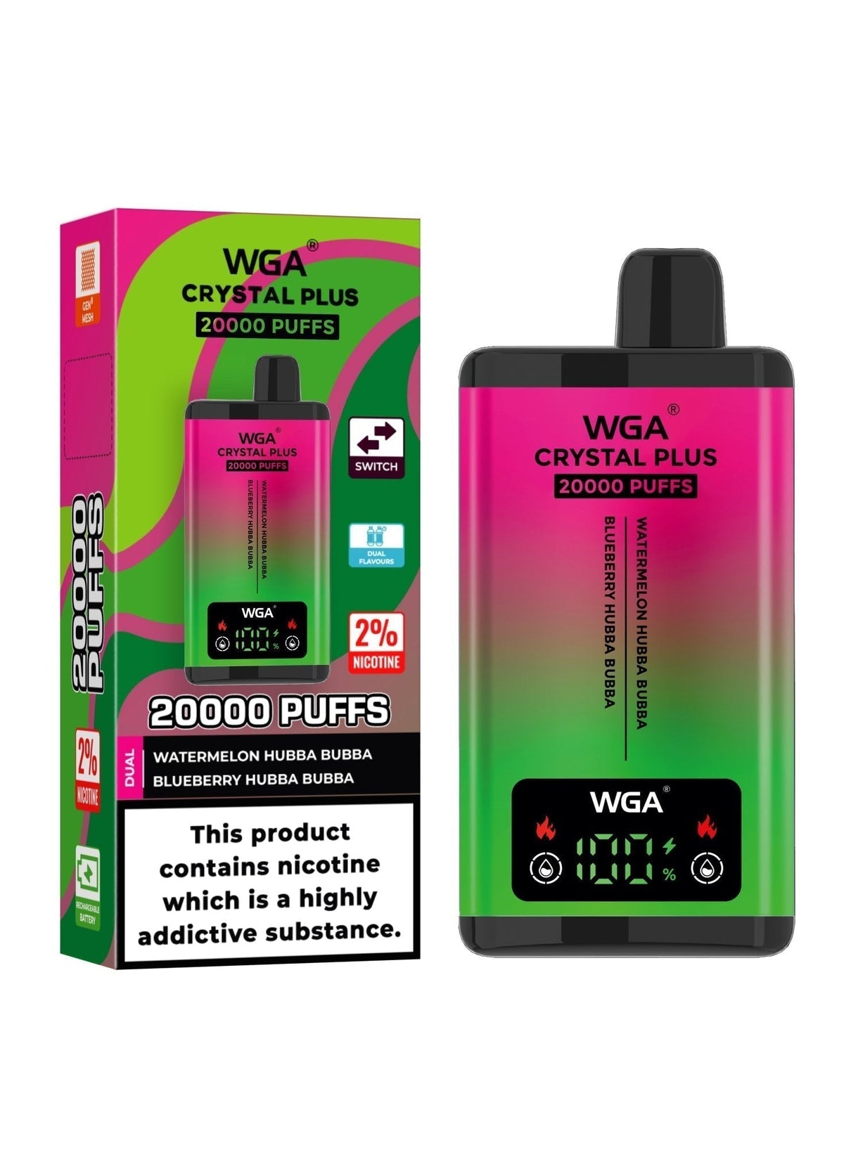 WGA Crystal Plus 20000 Puffs Disposable Vape Box of 10 - Best Vape Wholesale