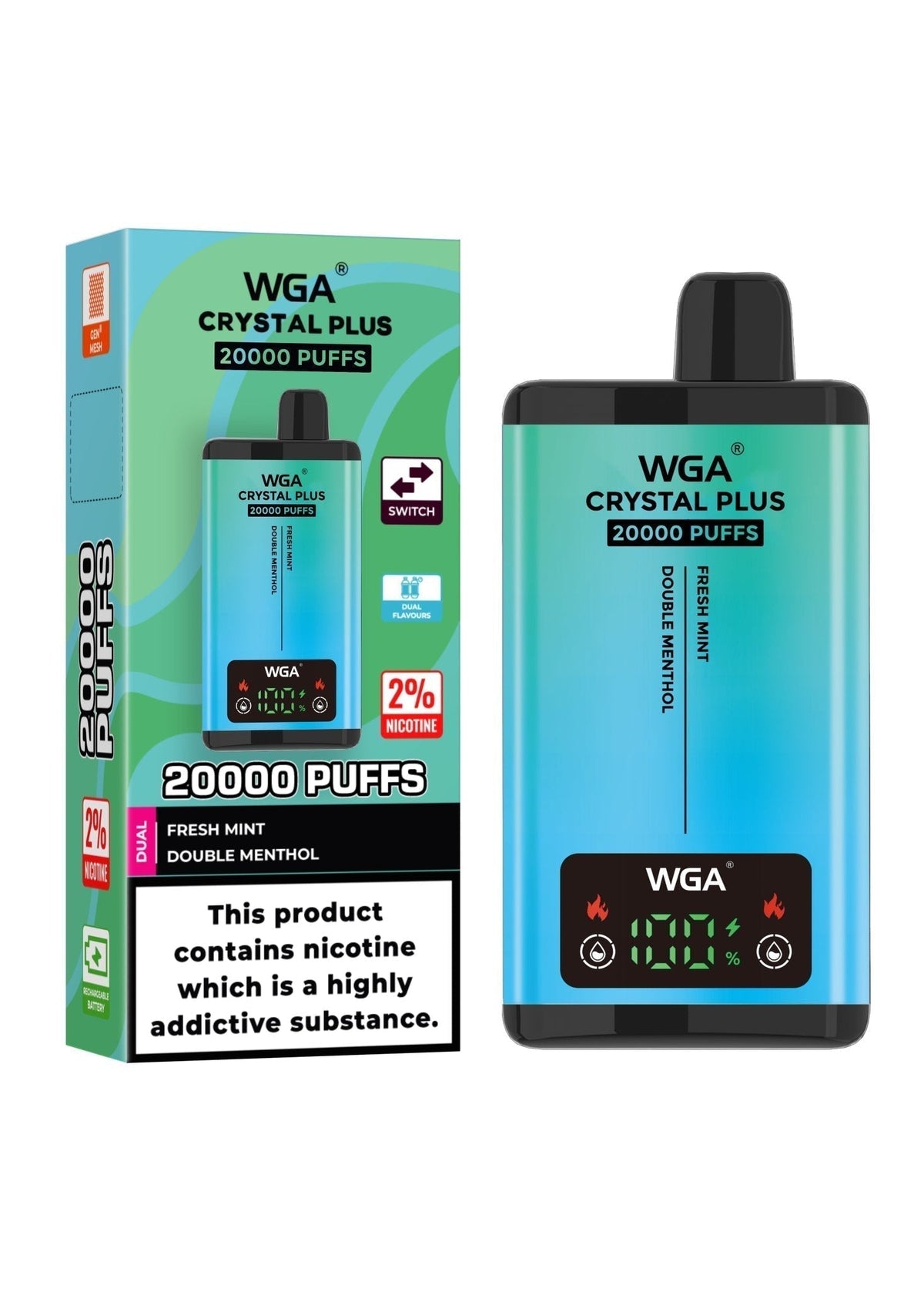 WGA Crystal Plus 20000 Puffs Disposable Vape Box of 10 - Best Vape Wholesale