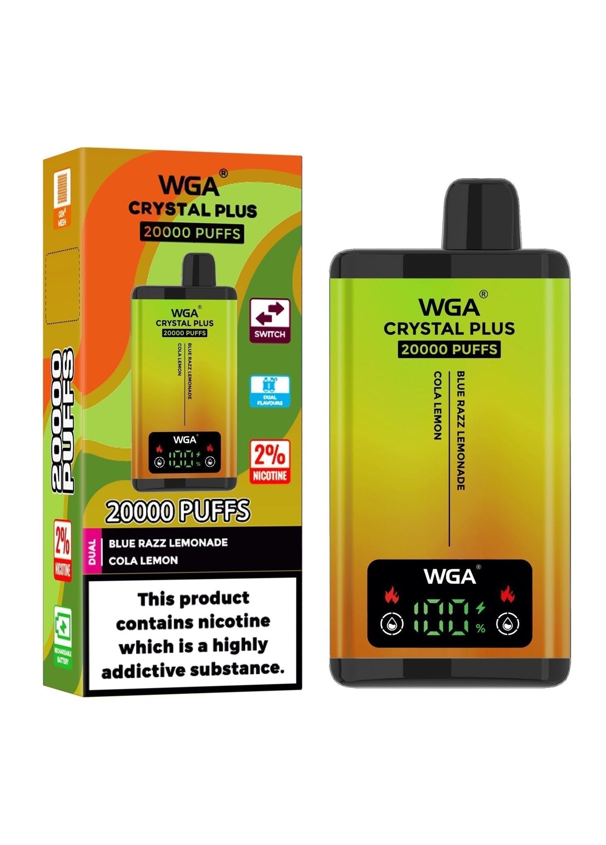 WGA Crystal Plus 20000 Puffs Disposable Vape Box of 10 - Best Vape Wholesale