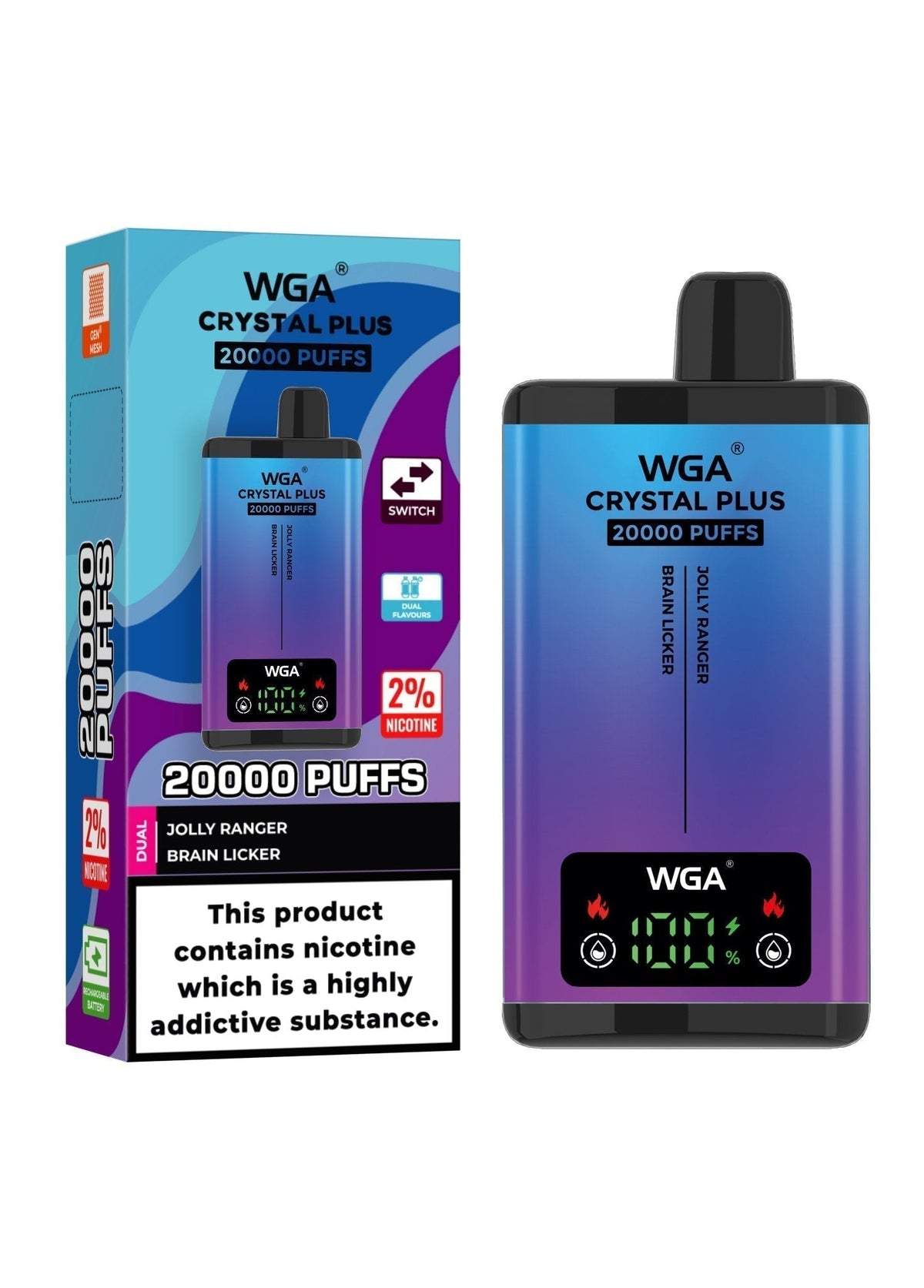 WGA Crystal Plus 20000 Puffs Disposable Vape Box of 10 - Best Vape Wholesale