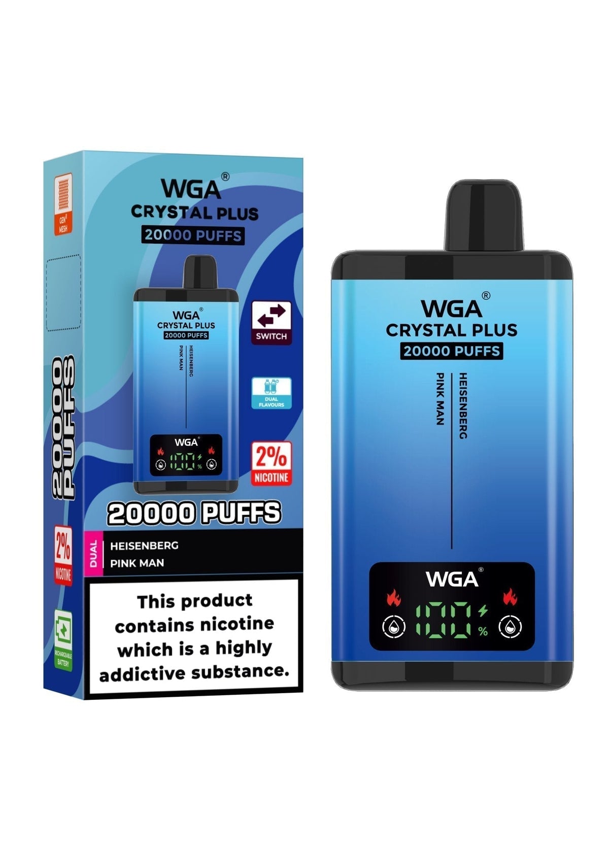 WGA Crystal Plus 20000 Puffs Disposable Vape Box of 10 - Best Vape Wholesale