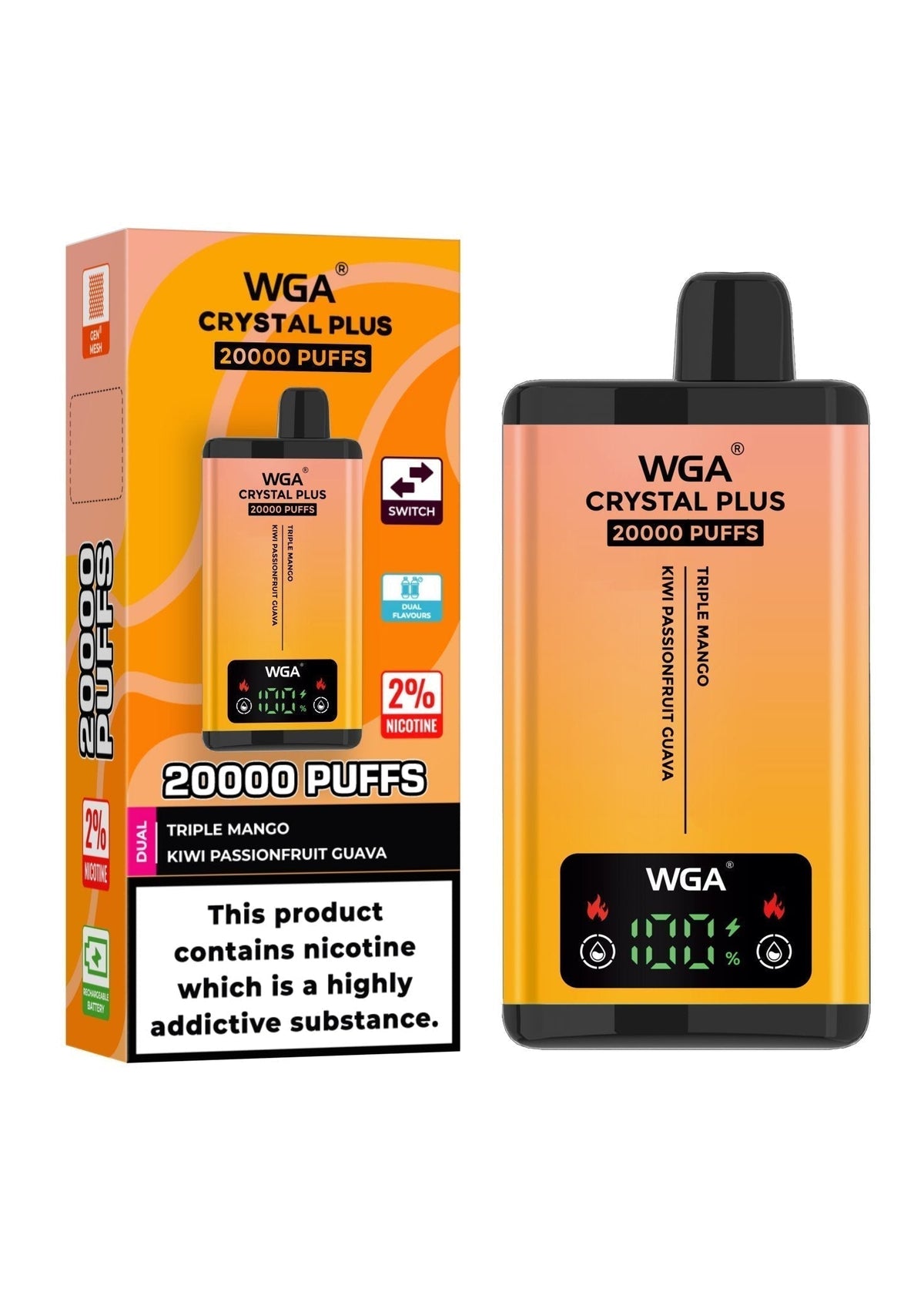 WGA Crystal Plus 20000 Puffs Disposable Vape Box of 10 - Best Vape Wholesale