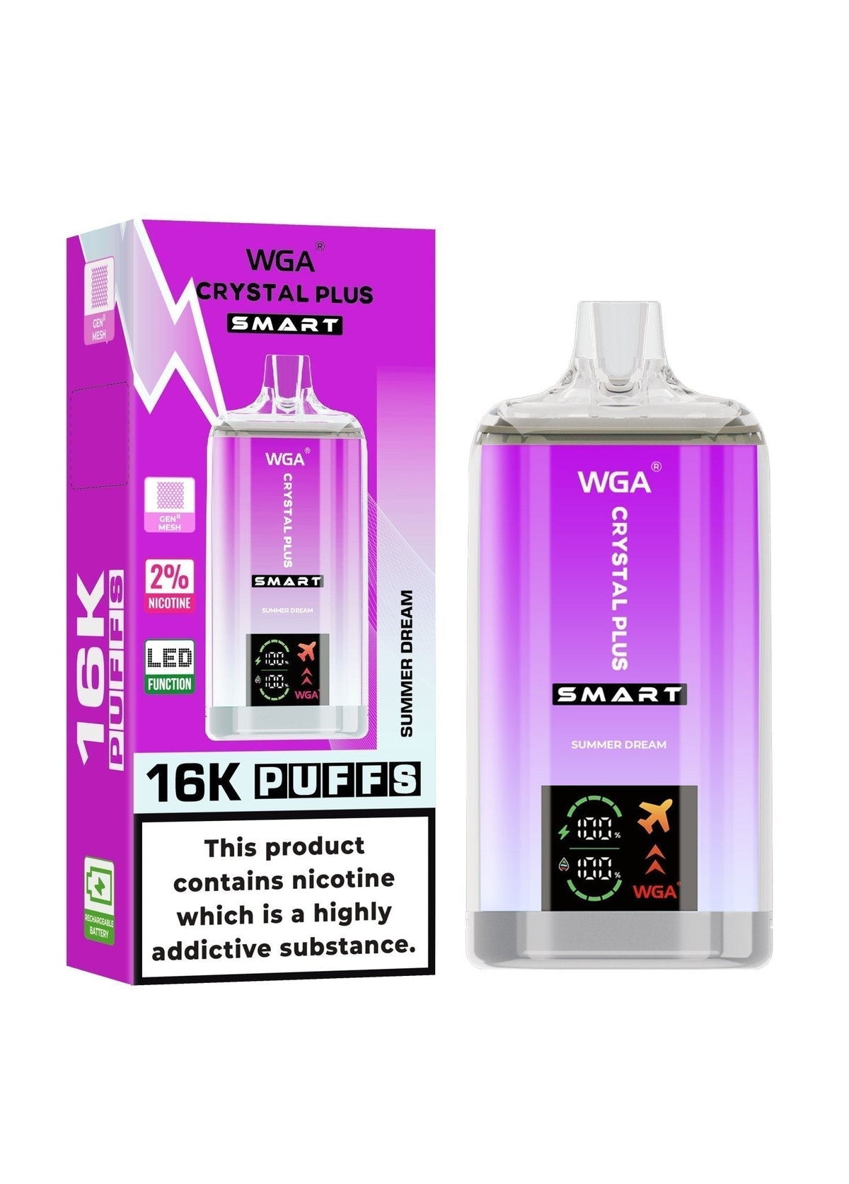 WGA Crystal Plus Smart 16000 Puffs Disposable Vape Box of 10 - Best Vape Wholesale