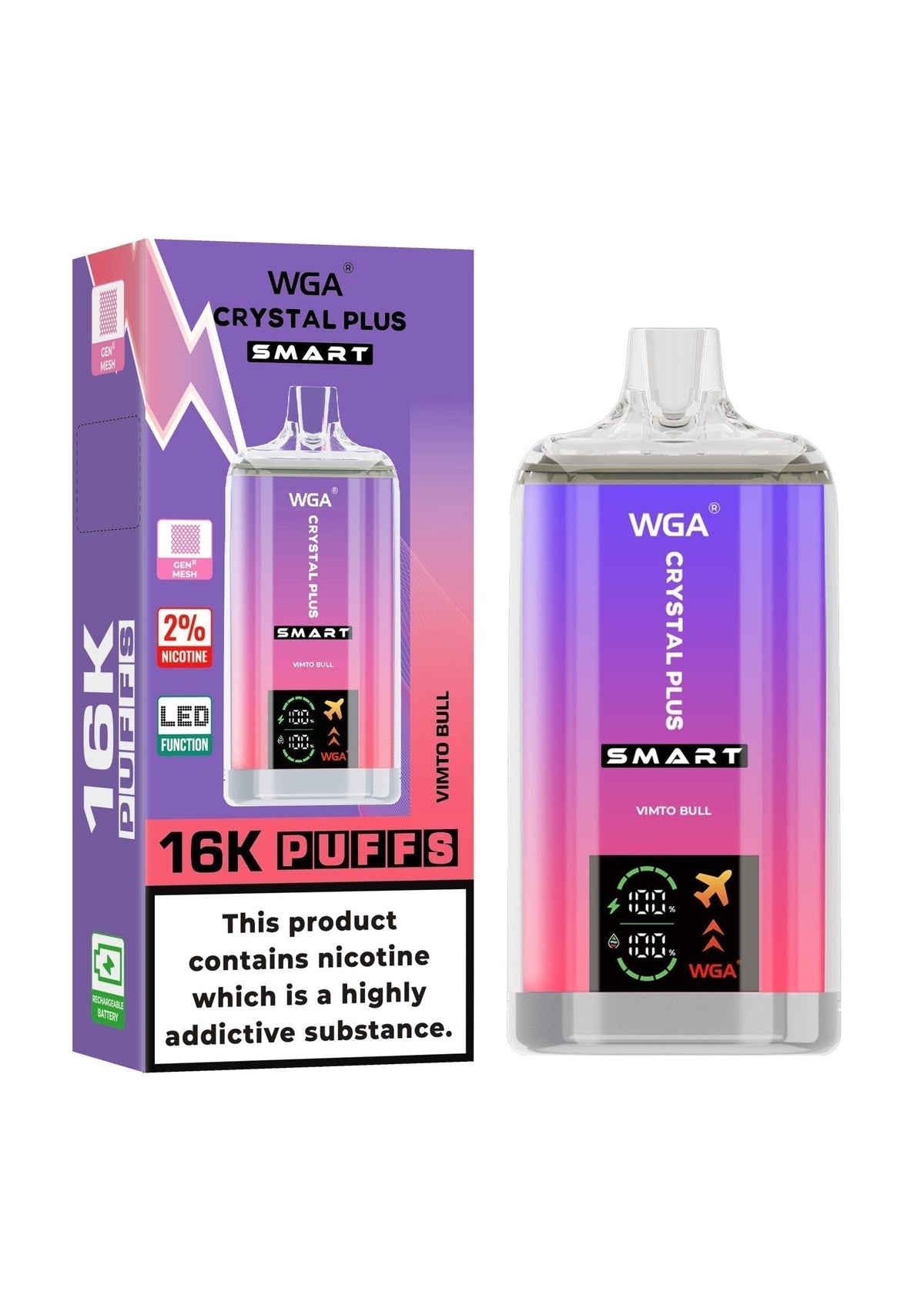 WGA Crystal Plus Smart 16000 Puffs Disposable Vape Box of 10 - Best Vape Wholesale