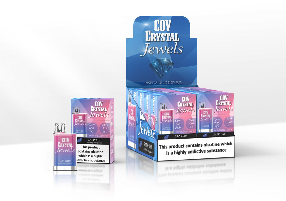COV Crystal Jewels 600 Puff Disposable Vape Pod-Pack of 10-Blueberry Pomegranate-vapeukwholesale