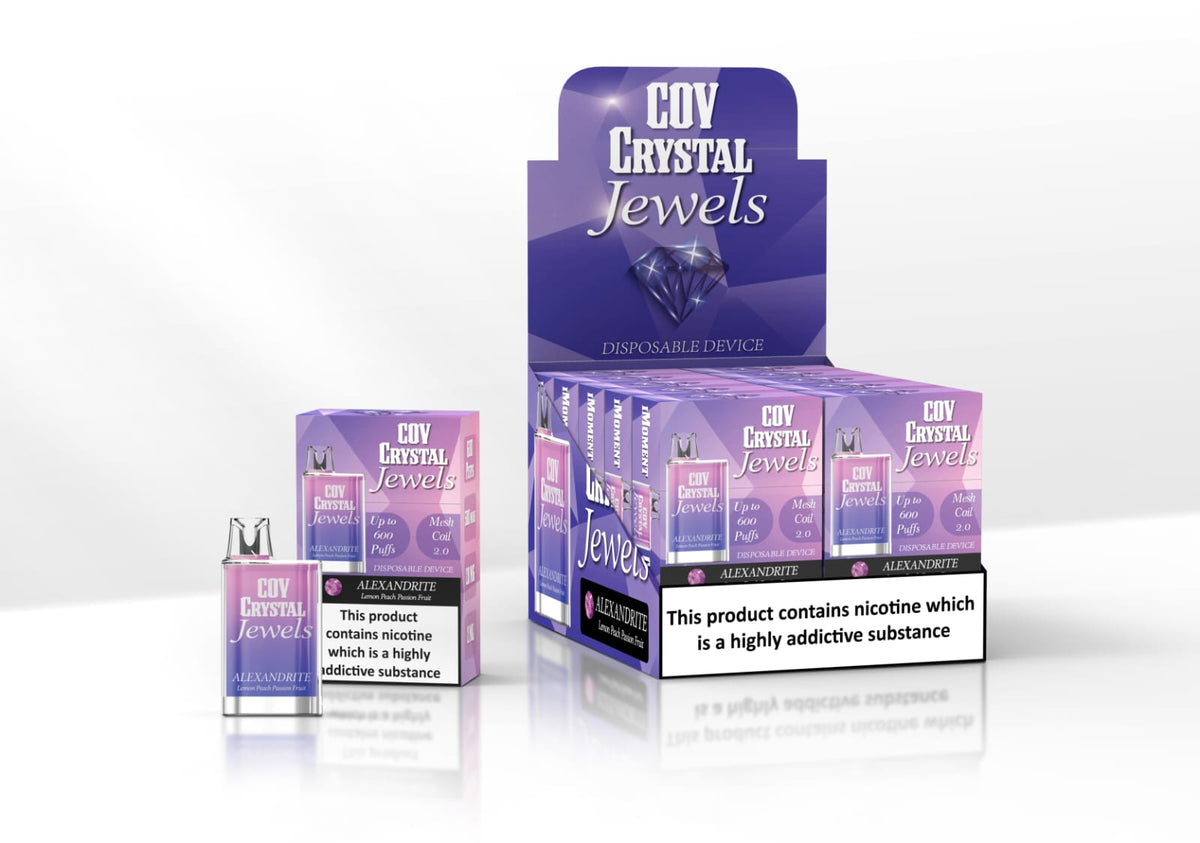 COV Crystal Jewels 600 Puff Disposable Vape Pod-Pack of 10-Lemon Peach Passion Fruit-vapeukwholesale