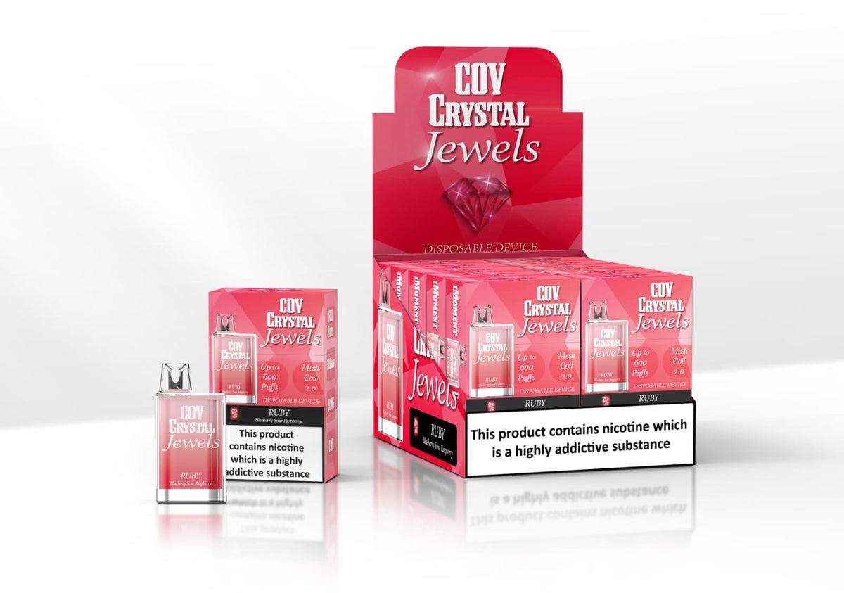 COV Crystal Jewels 600 Puff Disposable Vape Pod-Pack of 10-Blueberry Sour Raspberry-vapeukwholesale