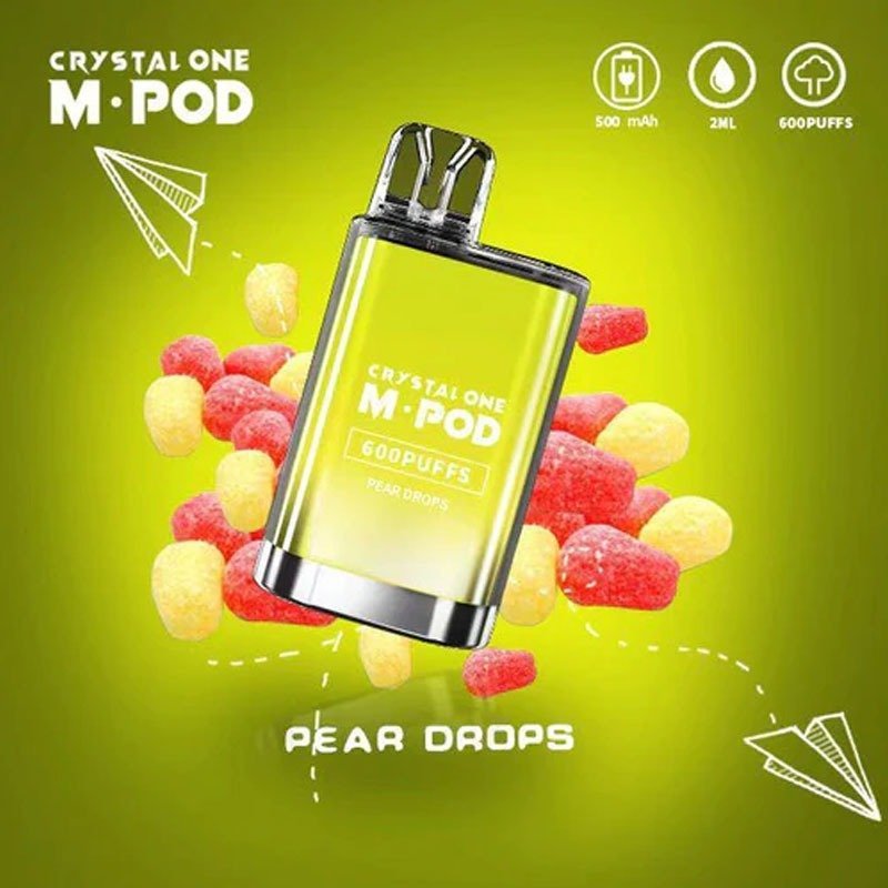 Crystal One M Pod 600 Disposable Vape Pod-Box of 10-Pear Drops *New*-vapeukwholesale