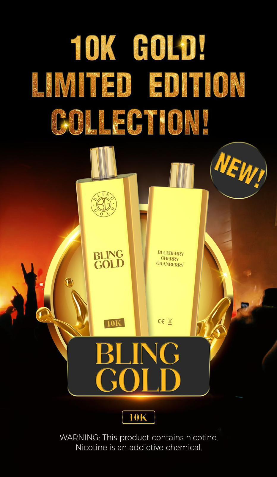 Gold Bling 10000 Disposable Vape Puff Pod Bar - Box of 10 - Best Vape Wholesale