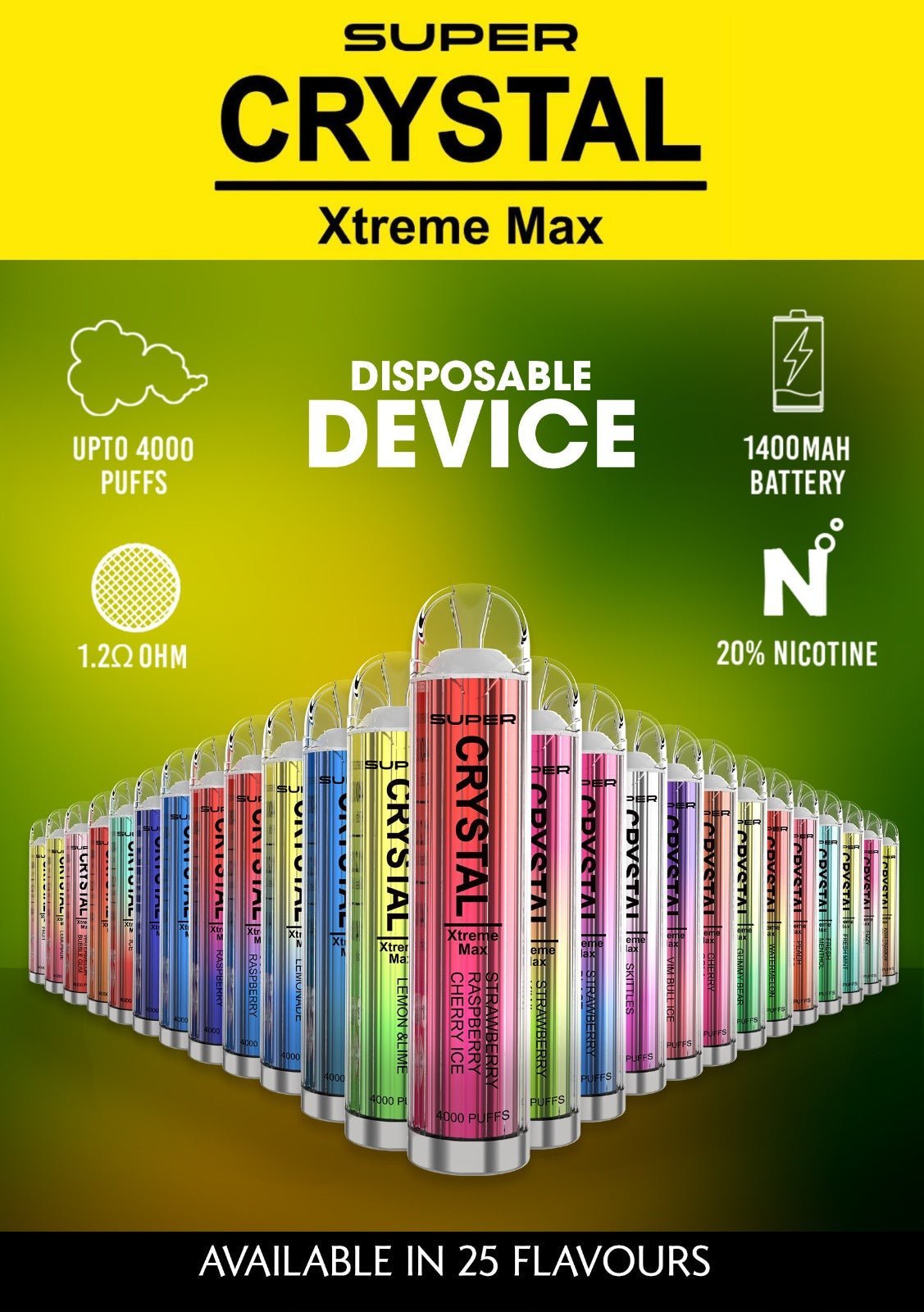Super Crystal Xtreme Max 4000 Disposable Vape Pod - Box of 10 - Best Vape Wholesale